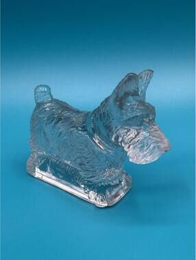 Vintage Scottie Dog Clear Glass Figurine Scottish Terrier Paperweight